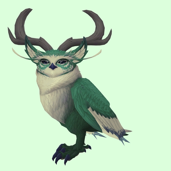 Green Somnowl w/ Crescent Antlers, Large Ears, Wide Brows, Short Tail