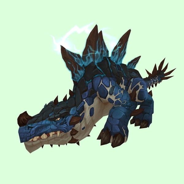 Blue Primal Thunder Lizard w/ Short Horn, Electric Plates & Tail Spikes