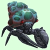 Onyx & Ruby Hermit Crab w/ Green-Spotted Teal Shell