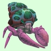 Pink Hermit Crab w/ Green-Spotted Teal Shell