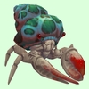 Red & White Hermit Crab w/ Green-Spotted Teal Shell