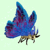 Beige Moth w/ Blue & Magenta Wings